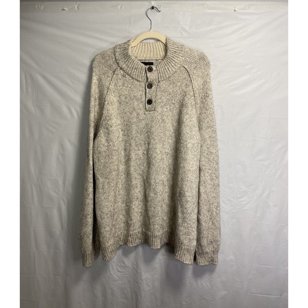 Rails Mens Buckley Knit Sweater Yak Mock Neck Henley Size XXL Oat‎ Beige